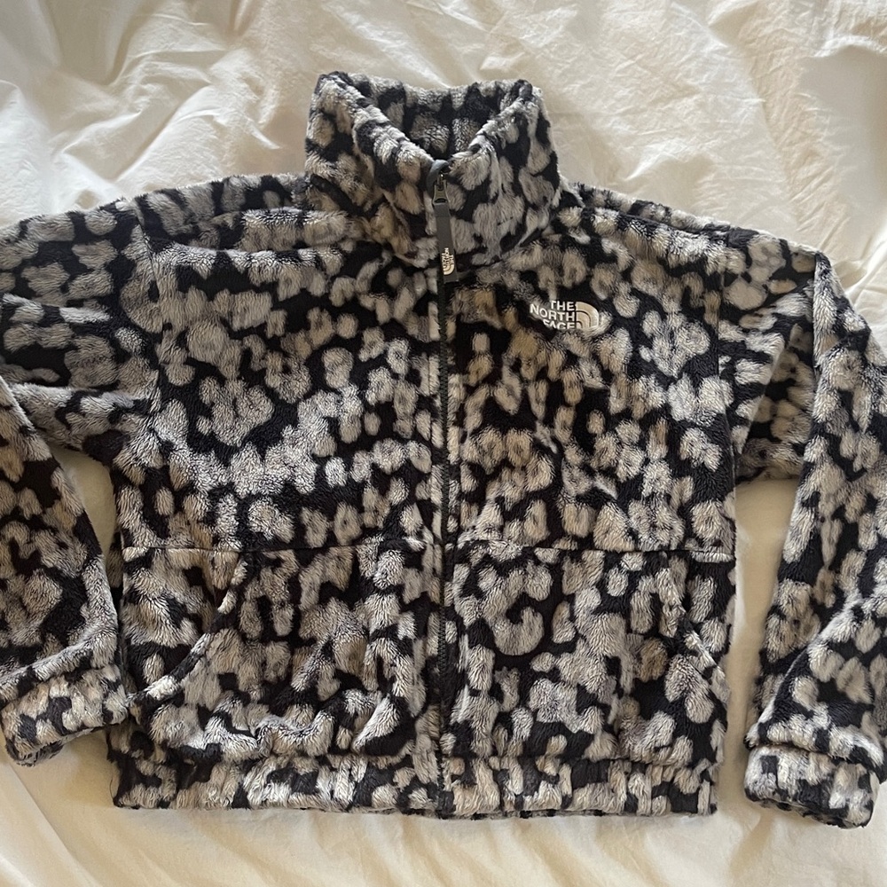 The North Face Kids' Black and Gray Patterned Fleece.